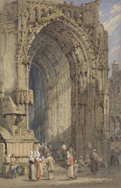 De Portiek, Kathedraal van Reims, c.1840 door Samuel Prout